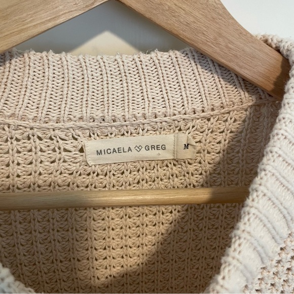 Micaela Greg Waffle Knit Sweater in Salt Cotton Linen Size Medium - Picture 6 of 8